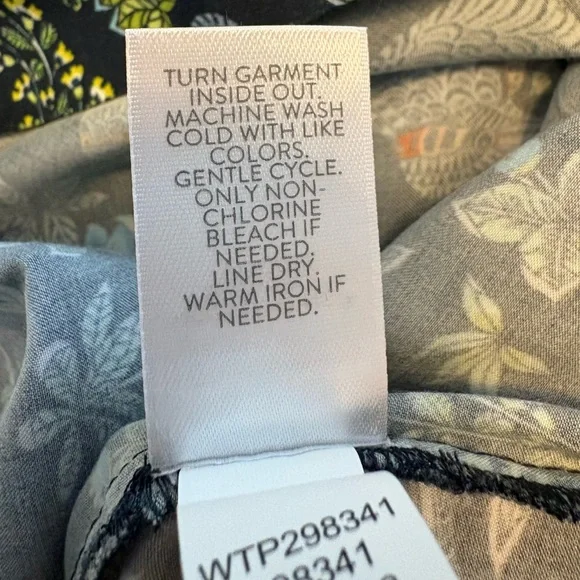 J. Jill Navy Bird Floral Print Top Turquoise Accent Boho Flowy Blouse (Size L) - Picture 7 of 7